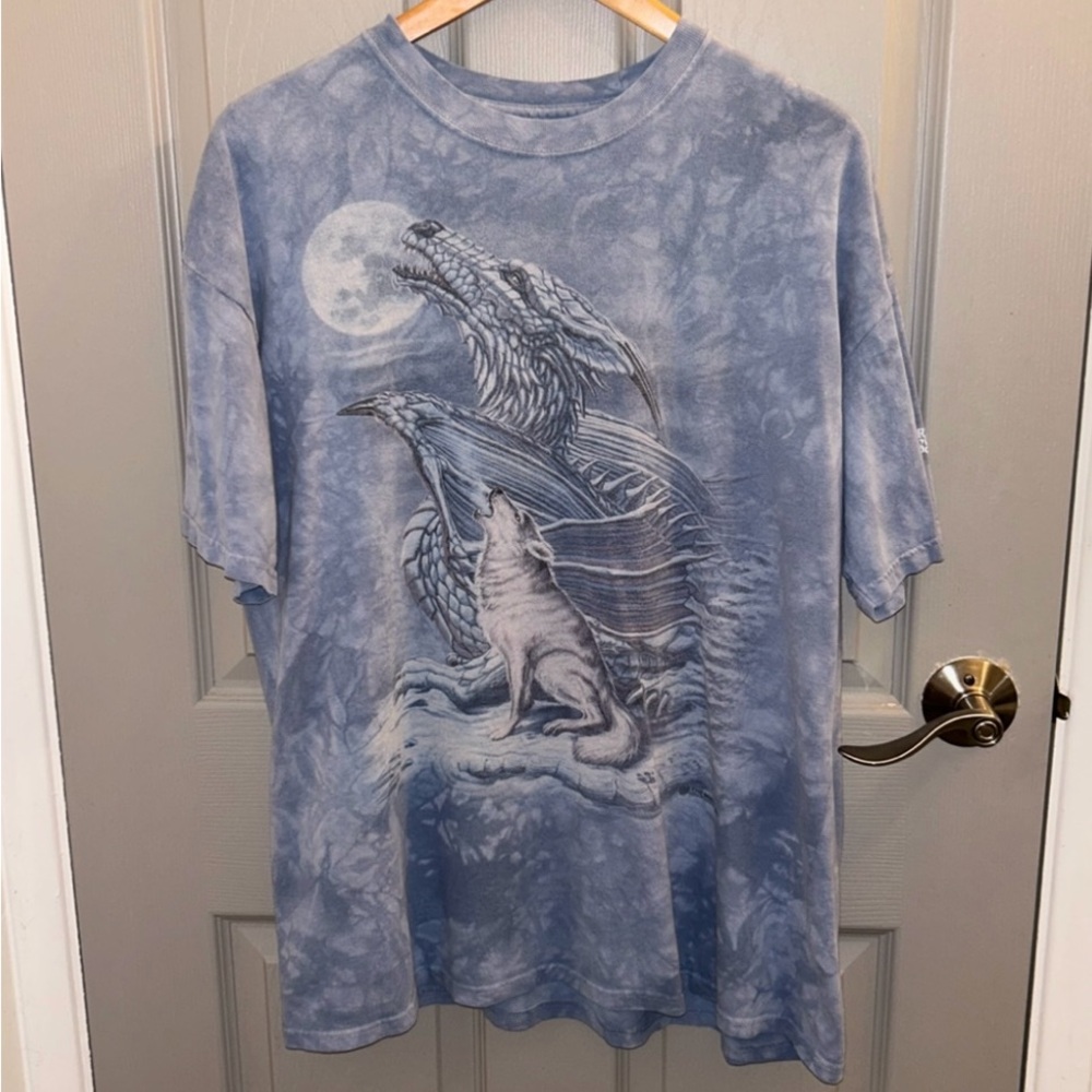 Rare Dragon Wolf Alpha Mountain Nature Tee Shirt L